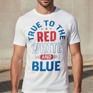 RED White And Blue Patriotic Tee Shirt Men’s Size Large